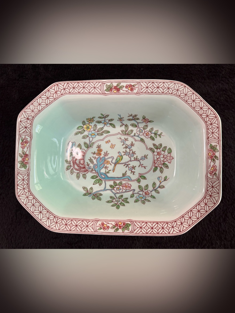 Vintage Adams Calyx Ware Singapore Bird Rectangular Vegetable Bowl/ Serving Dish
